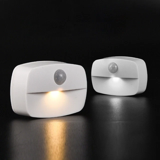 2X MOTION SENSOR Lights PIR Wireless Night Light Battery Cabinet Stair ...