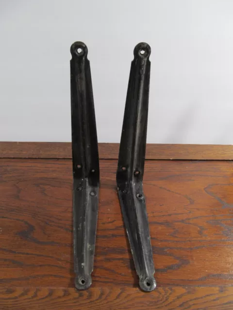 Vtg Lot of 2 Shelf Brackets Rustic Black Industrial Heavy Duty   8 x 10 x 2 Pair