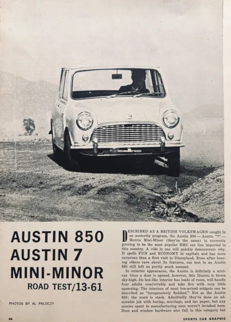 1961 Austin 850 - Austin 7 Mini-Minor Magazine Article 4-Pages Road Test