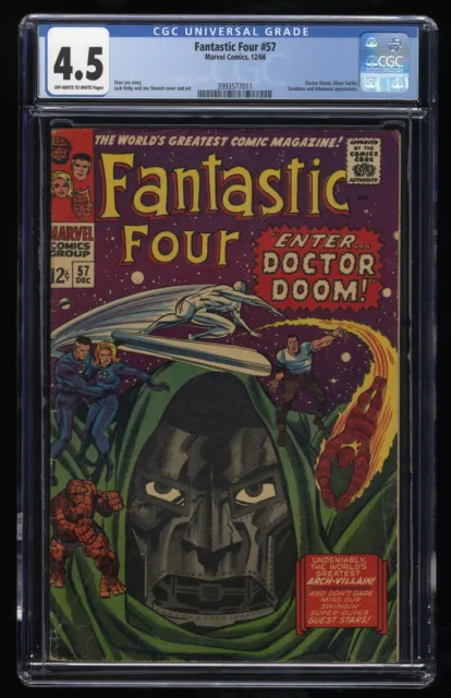 Fantastic Four #57 CGC VG+ 4.5 Doctor Doom Silver Surfer Appearance Marvel 1966