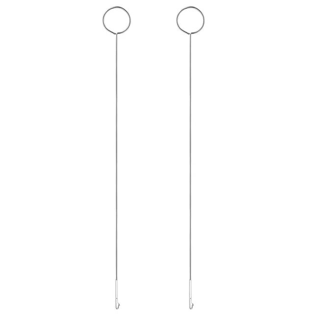 HEALLILY 2pcs Edelstahl lange Schleife Turner Häkelnadeln Nähgürtel Zitiertes We