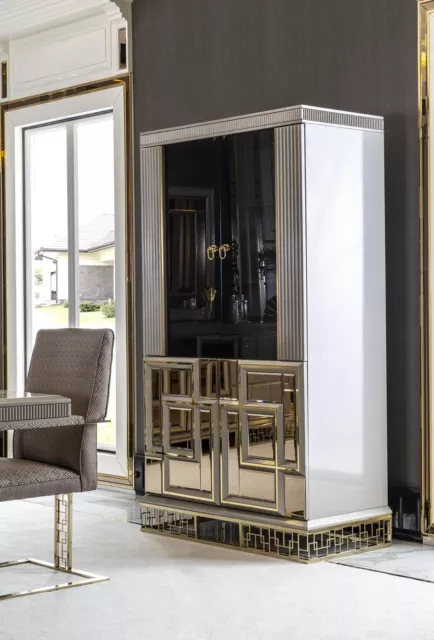 Escaparate gris comedor muebles de lujo metal madera diseño armario elegante nuevo
