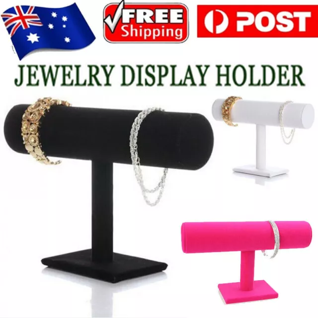 T-Bar Bracelet Watch Display Holder Velvet Show Stand Bangle Rack Stand Storage-