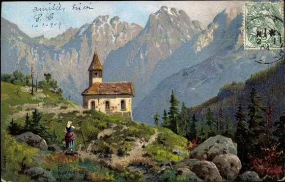 Artist Postcard Chapel in the Mountains, Farmer - 4111024