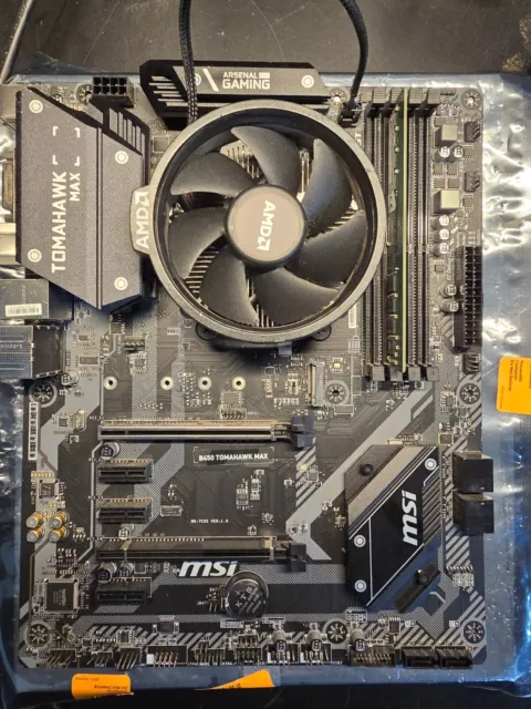 MSI B450 Tomahawk Max AMD AM4 Motherboard + Ryzen 5 2600 + 8GB - No IO Shield