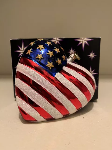Christopher Radko Christmas Glass Ornament Brave Heart US Flag