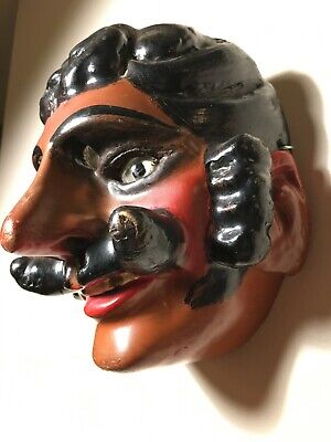 Antique, 1930-1950, Ethnographic, Wooden Mask Guatemala (Guatemalan) "Mexicano" 6