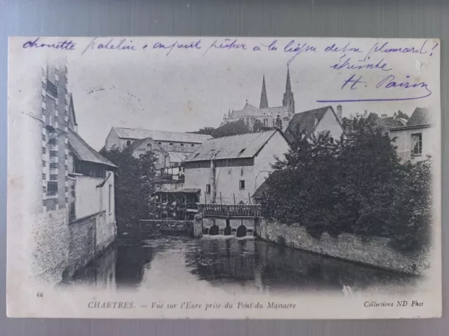 CPA 28 CHARTRES - Vue sur l'Eure pris du Pont du Massacre - 1908 - Dos vert