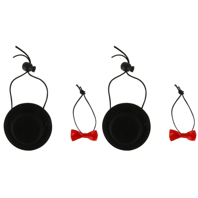 4 PCS Pet Accessory Hamster Hat Black Suit Boys Black Costume Bow Tie