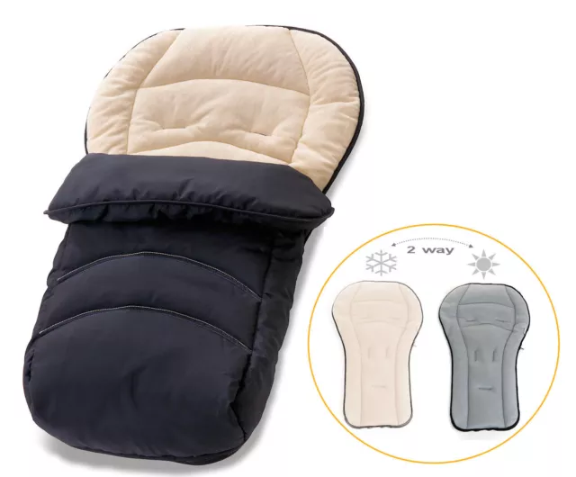 NEW HAUCK 2 Way Reversible Fleeced Cosytoes Footmuff in DARK navy black/cream*