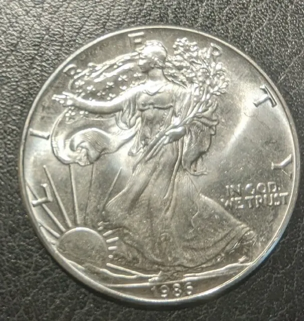1986 Walking Liberty 1 Oz Fine Silver One 1 Dollar Coin