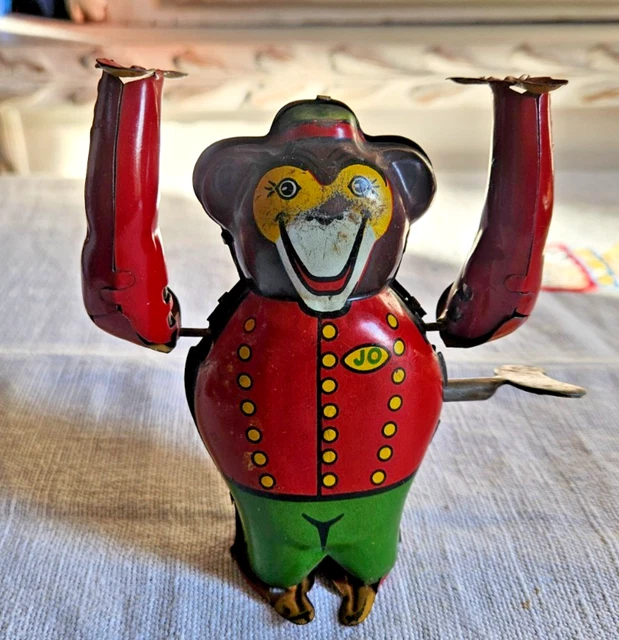 2 ANCIENS JOUETS En Tole Singe Joustra Et Clown Velo EUR 110,00 - FR