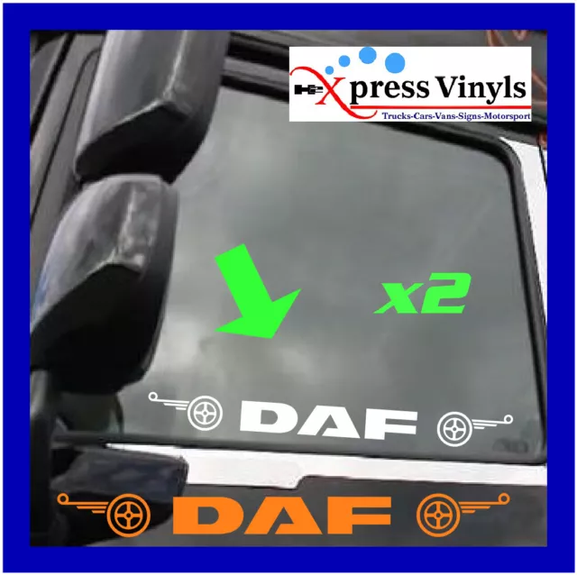 DAF window decals x 2. truck graphic stickers ANY COLOUR CF XF