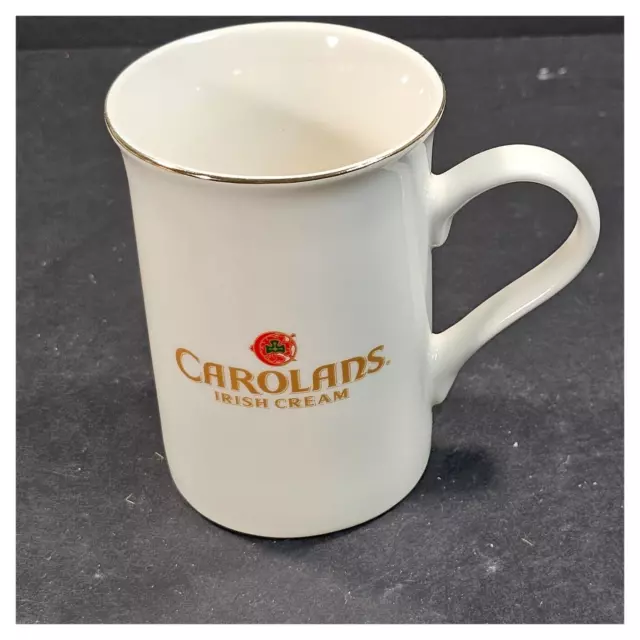 Carolans Irish Cream Coffee Mug White with Gold Rim Collectors Cup Vintage