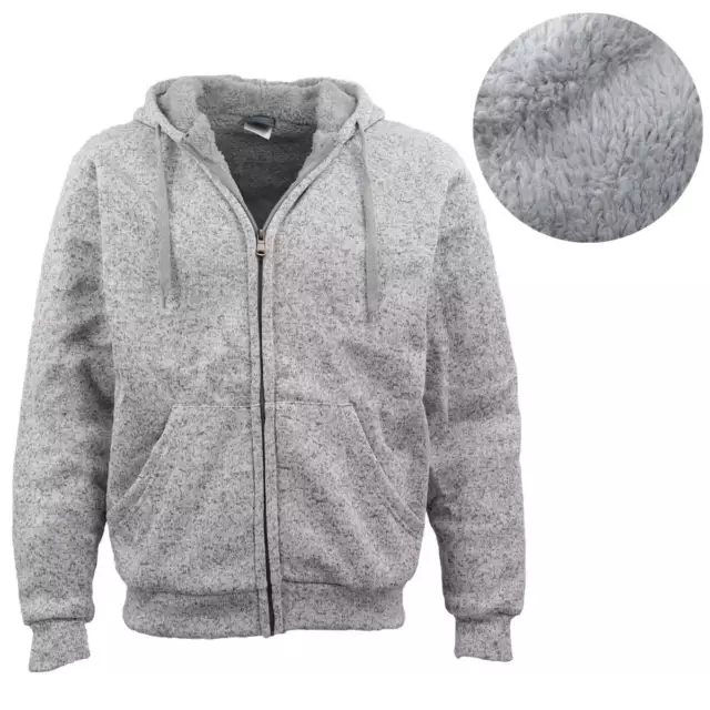 Men's Thick Zip Up Hooded Hoodie w Winter Sherpa Fur Jumper Coat Jacket Sweater,