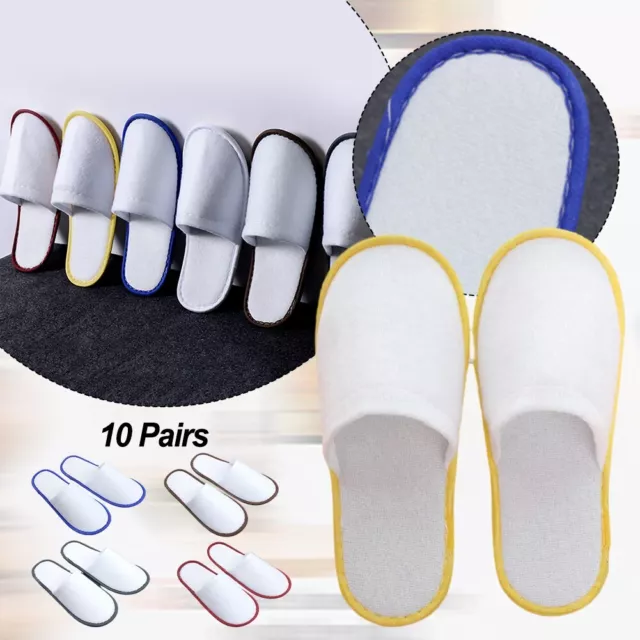 10 Pairs Anti Slip Disposable Spa Slippers Soft Fabric Breathable & Close Toe
