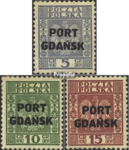Briefmarken Polnische Post Danzig 1934 Mi 26-28  postfrisch Flaggen und Wappen