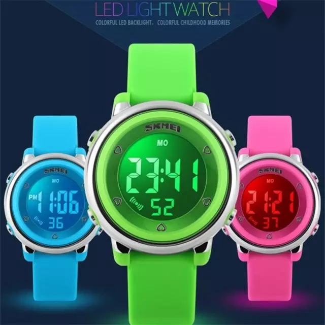 Skmei Kids Boys Girls Waterproof Digital LED Date Day Alarm Sports Wrist Watches
