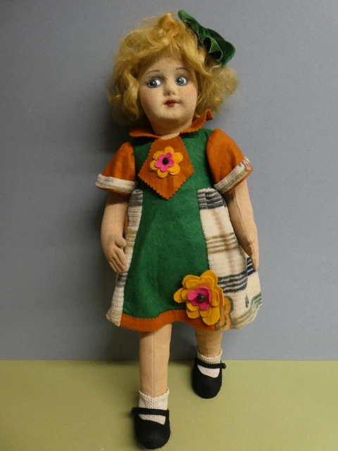 Très rare ancienne poupée miniature articulée feutrine LENCI