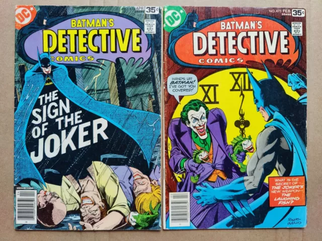 Detective Comics 475 476 GD/VG To VG 1978 Lot Of 2 DC Classic Joker Fish Batman