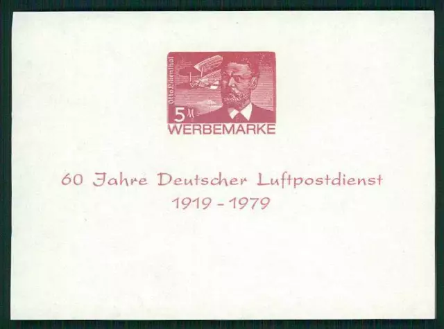 BRD GEDENK-BLOCK 1979 DEUTSCHER LUFTPOSTDIENST 3. REICH 538 LILIENTHAL m3544