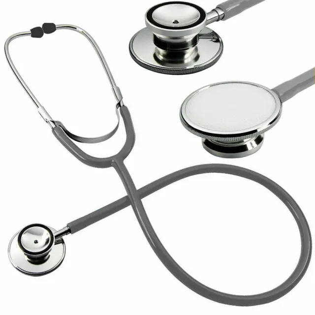 Medical Stethoscope EMT Dual Head  Doctor Nurse Vet Student Health Pro Care Gray