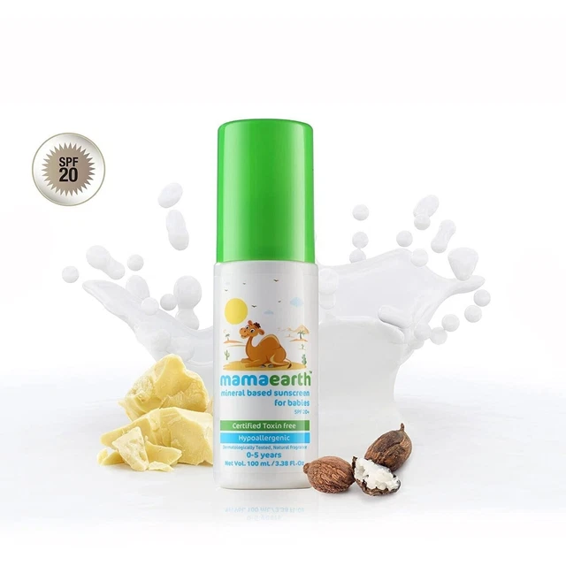 Mamaearth lozione solare a base minerale protezione solare bambino fattore di protezione solare 20 ipoallergenica (100 ml)