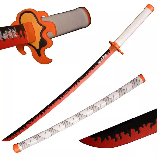 Katana Cosplay in legno lama bamboo Demon Slayer Rengoku Kyoujurou 104 cm