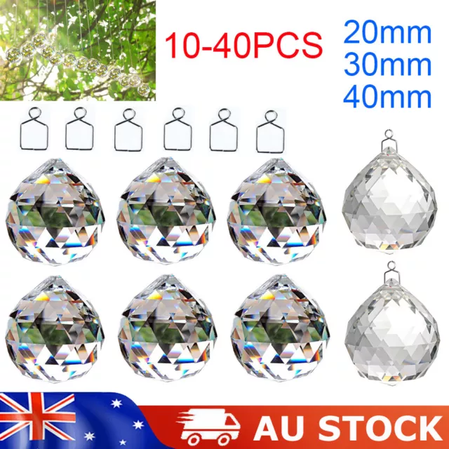 10-40X Clear Glass Crystal Ball Prism Pendant Suncatcher Feng Shui Hanging Gift