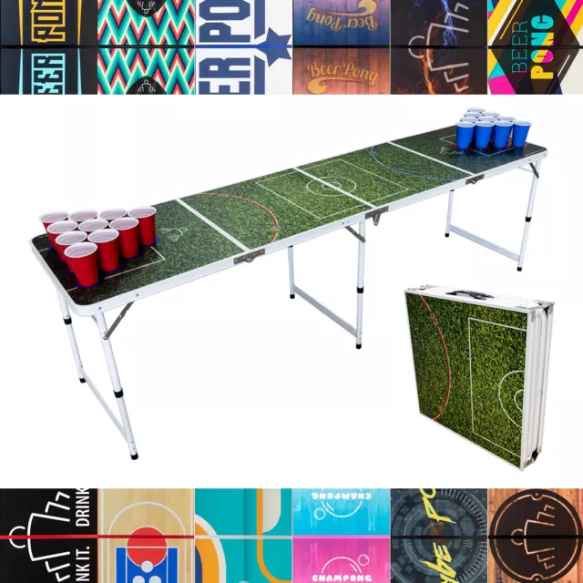 BEER PONG TABLE 8ft FOLDING - 15 Designs | Party Drinking Game Birthday Event