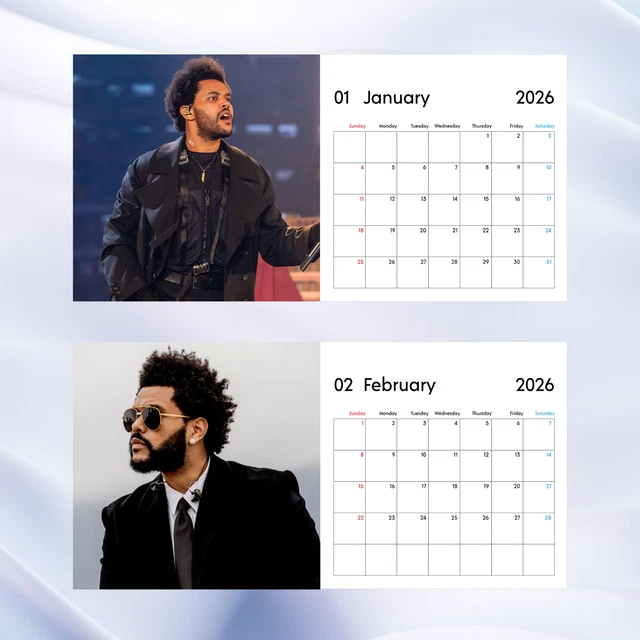 THE WEEKND 2026 Calendar R B Music Star Concert Stage Art The Weeknd 2026 Calendar RB Music Star