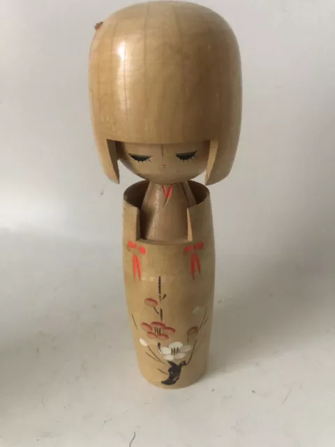 Vintage Traditional Japanese kokeshi doll Handpainted 7" Doll.