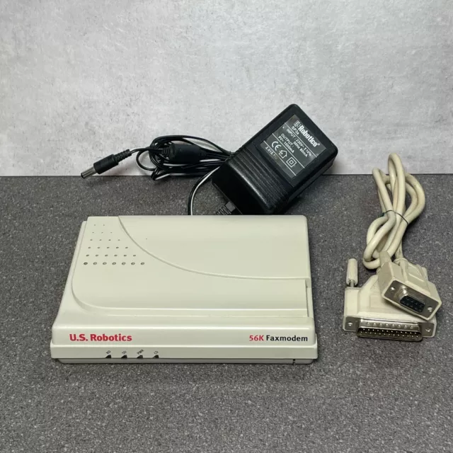 US Robotics 56K FAX modem, AC adapter & cable Vintage Computing Retro Prop