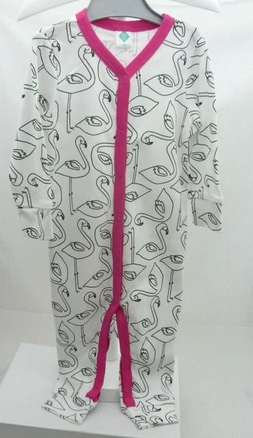 Grenouillère Bébé Fille Tex - Motif Cygnes - Coton - Taille 0-1 Mois - France