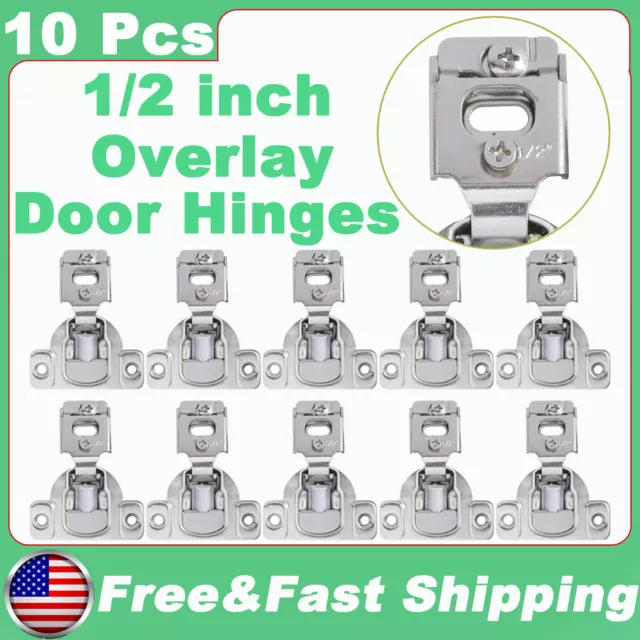 10 Pack Cabinet Hinges 1/2" Overlay Soft Close Face Frame 105° Compact Handware