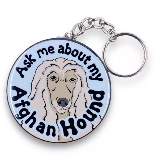 Cream Afghan Hound Keychain Funny Dog Key Ring Accessories Pet Portrait Gift
