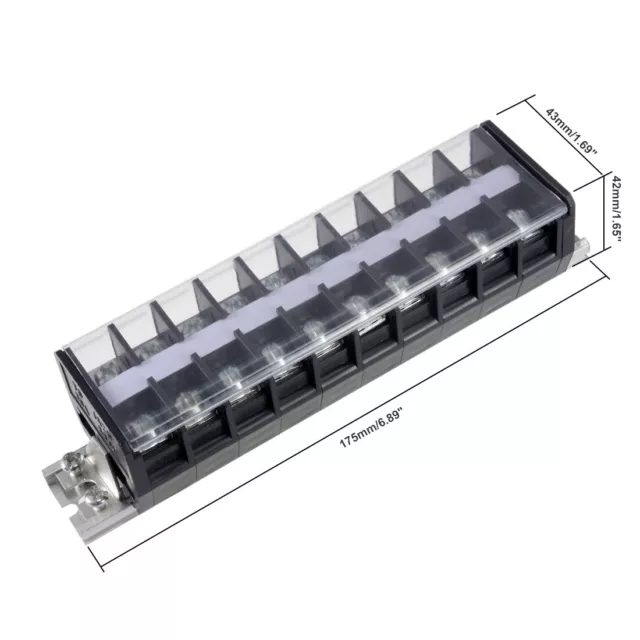 Bornier barrière 660V 30A Double rangée 10 Position DIN Rail Base 3