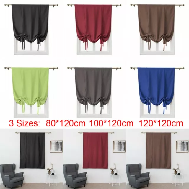 Thermal Drapes Blacknot Roman Curtains Tie Up Shades Rod Pocket for Small Window