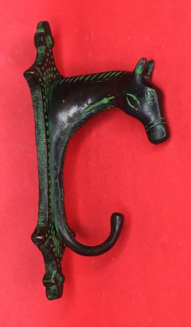 Green Horse Antique Style Handmade Brass Cup Key Cloth Hanger Wall Mounted Hook 18