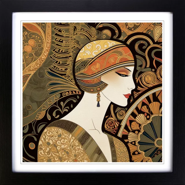 Art Deco Woman Paisley Art No.2 Wall Art Print Framed Canvas Picture Poster