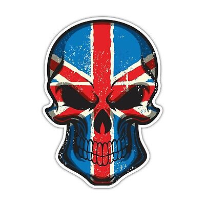 Gothic Biker Skull and Union Jack British UK Flag Vinyl Car Bike Sticker Laptop
