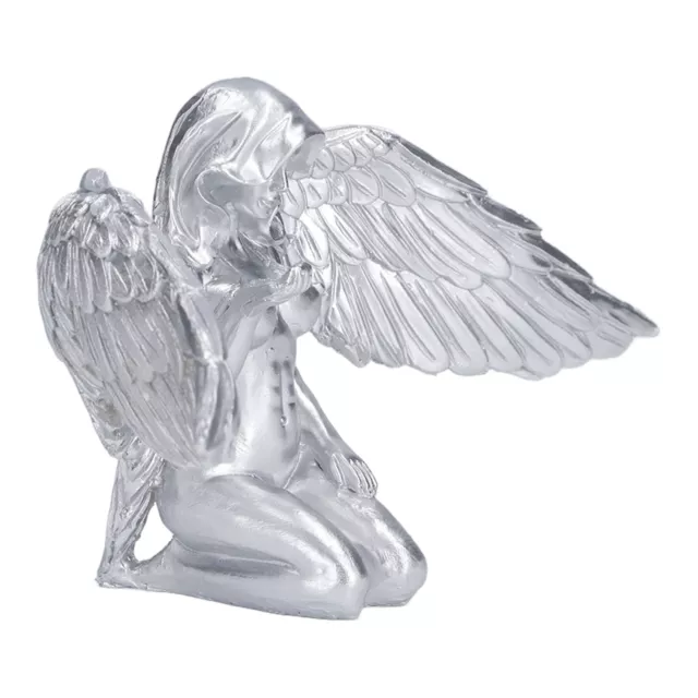 New HO Silver Angel Wing Statue Standing Sculpture Resin Desktop Garden Ornament