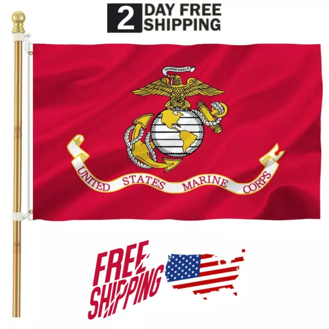 US Marine Corps USMC Flag 3x5 Double Sided 2ply US Marine Corps Flag