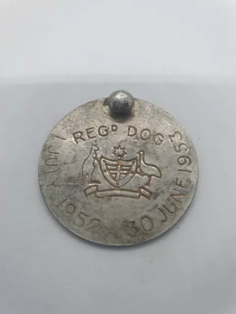 Rare 1952 - 1953 Australian Dog Registration Alloy tag.