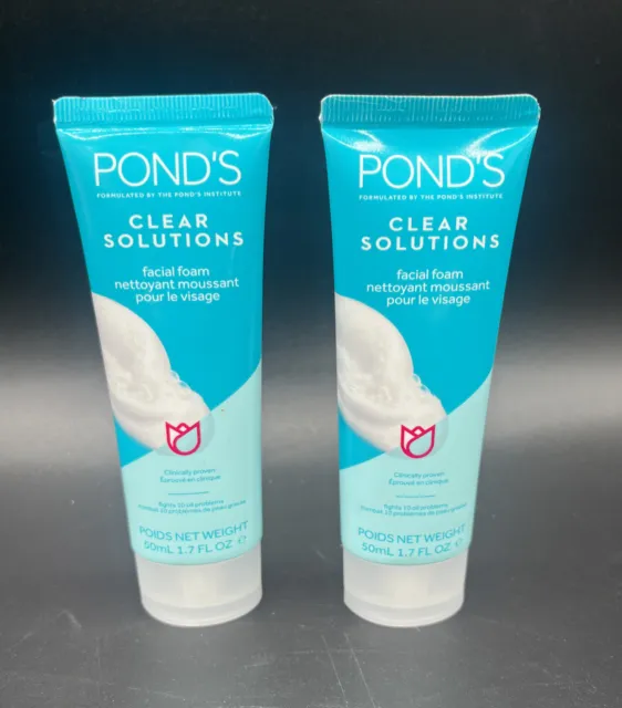 Pond's Clear Solutions Facial Foam 1.7 oz   ** 2 Pack **   NEW
