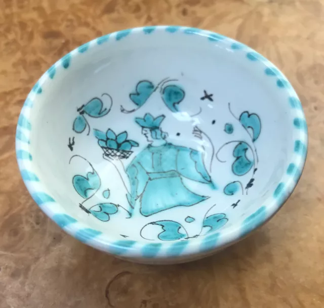 PV  Italian Majolica Small Art Pottery Bowl Handpainted Italy