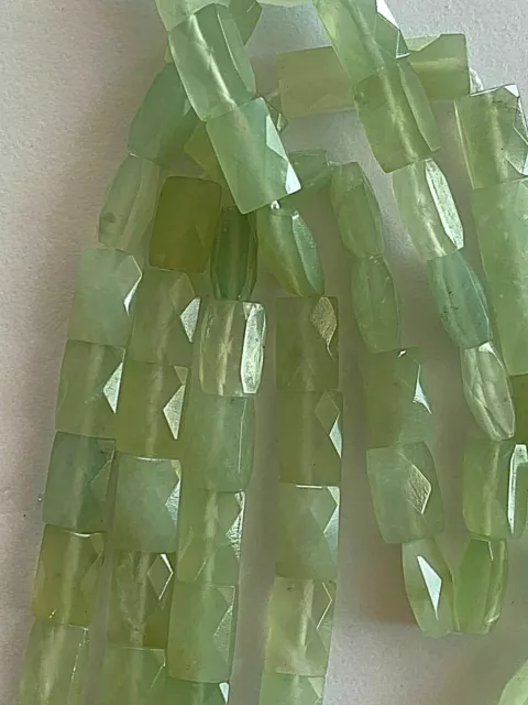 1 Strand Genuine Faceted Rectangle New Jade Beads - 9x7mm  Great for Earrings
