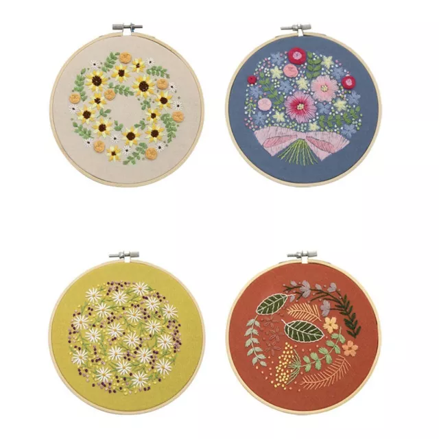 DIY Embroidery Kit with Flower Pattern for Adults and Handicraft Lovers