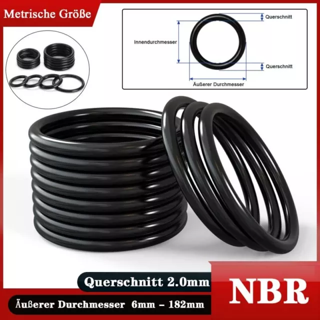 O-Ring Oring 5 Stück Schnurstärke 2,0 mm NBR 70 ShoreA Ring Dichtung Dichtring