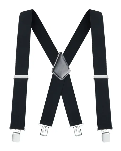Buyless Fashion Mens Suspenders 48" Elastic Adjustable Heavy Duty 2" Wide X Back
